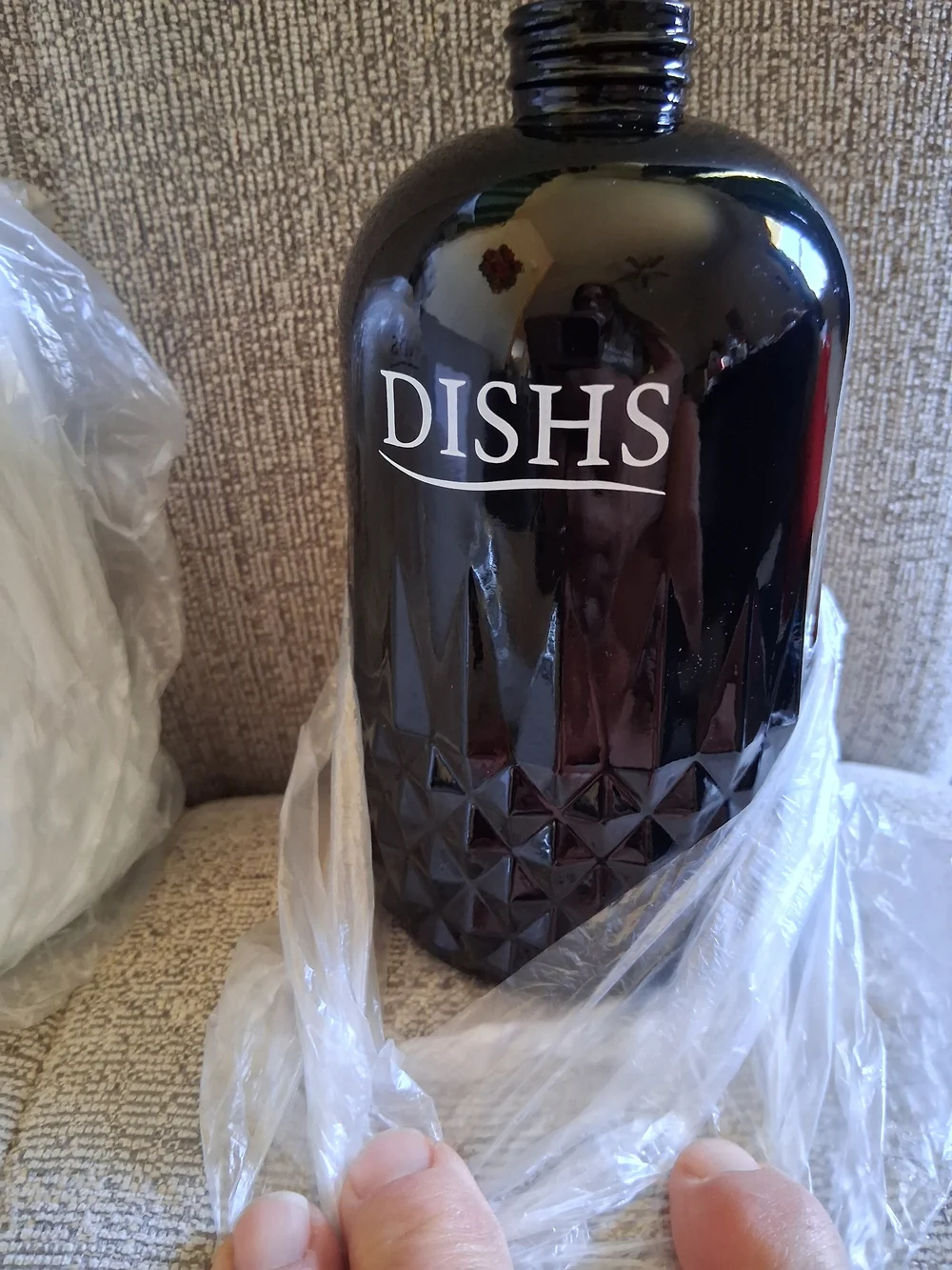 Kitchen Soap Dispenser Set - Black & White Design Glass NIB